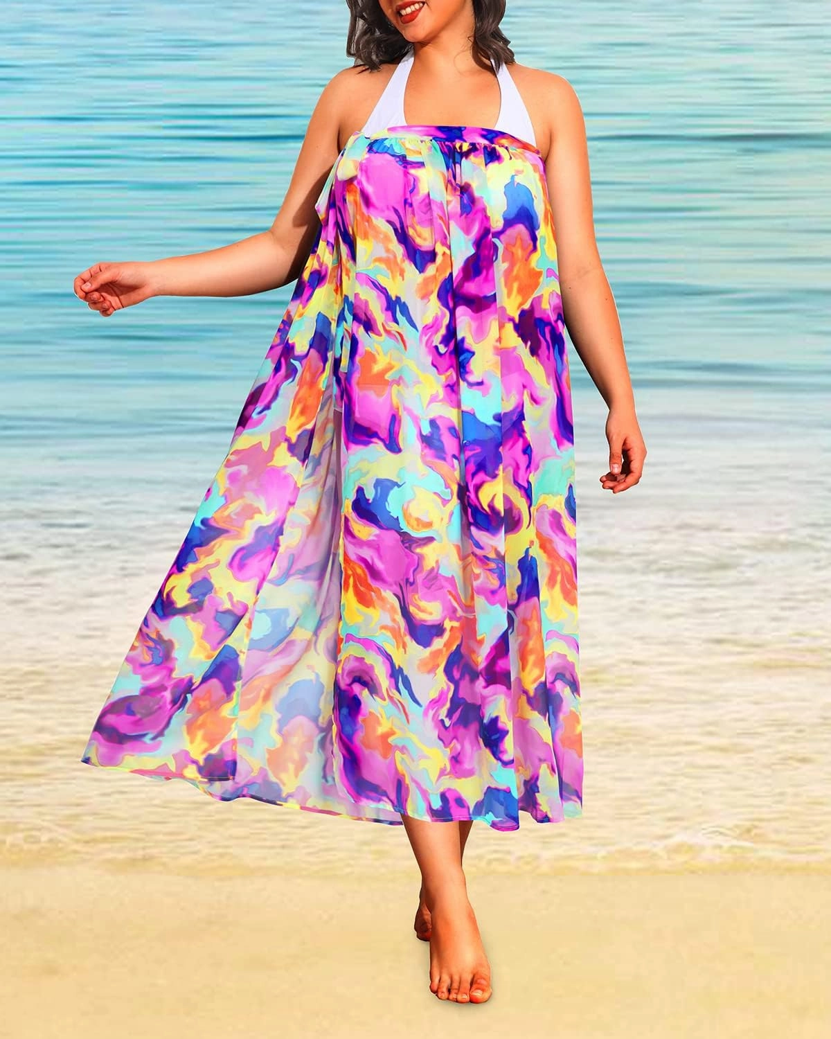 Pinup Fashion Plus Size Sarong Swimsuit Cover Ups Bikini Beach Cover-Ups Wrap Skirt Sheer Chiffon Beach Coverups