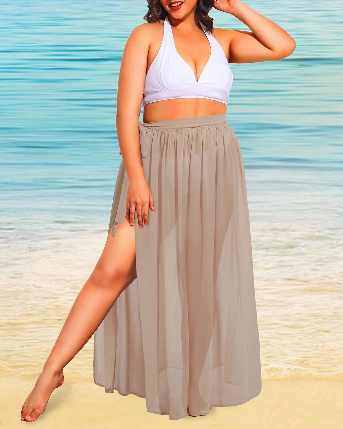 Pinup Fashion Plus Size Sarong Swimsuit Cover Ups Bikini Beach Cover-Ups Wrap Skirt Sheer Chiffon Beach Coverups