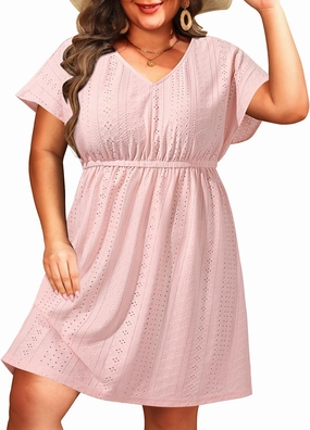 Pinup Fashion Plus Size Swimsuit Cover Up Women - Hollow Out V Neck Beach Dress Coverups