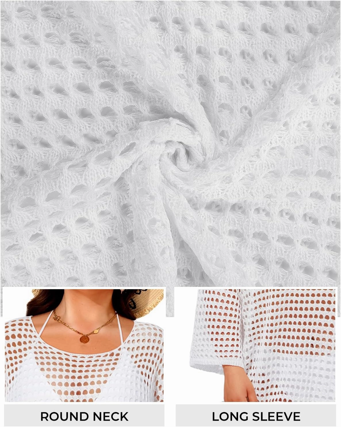 Pinup Fashion Plus Size Swimsuit Cover Ups - Women Crochet Hollow Out Swimwear Coverup Knit Beach Dress