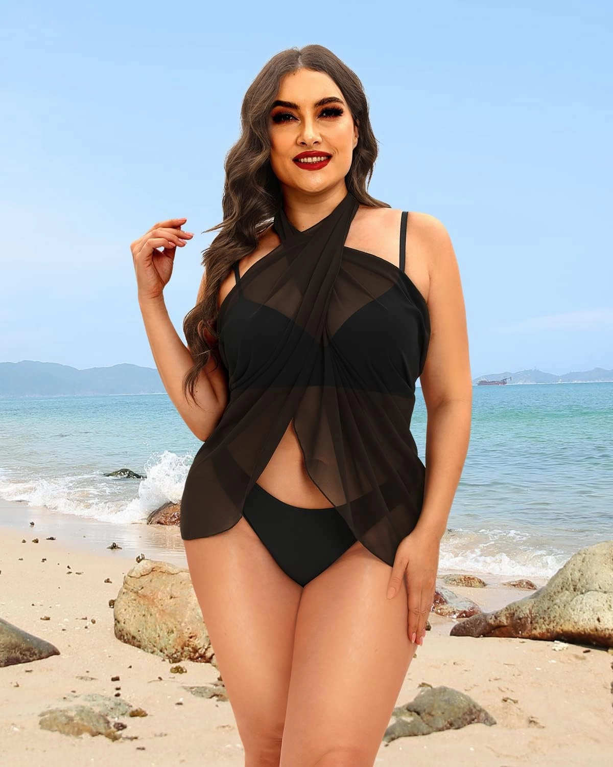 Pinup Fashion Plus Size Swimsuit Cover Ups Women Sarong Wraps Chiffon Beach Sheer Pareo