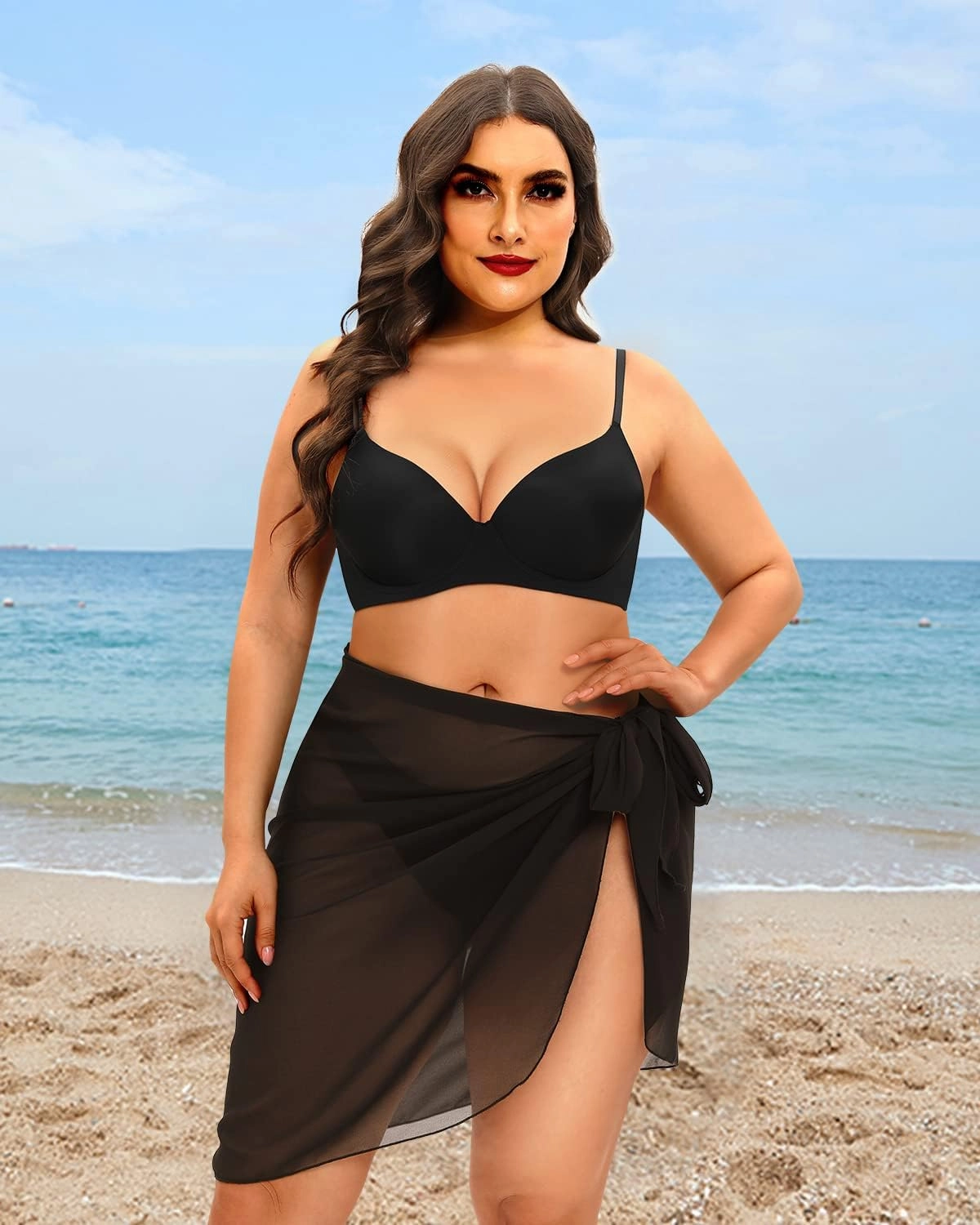 Pinup Fashion Plus Size Swimsuit Cover Ups Women Sarong Wraps Chiffon Beach Sheer Pareo