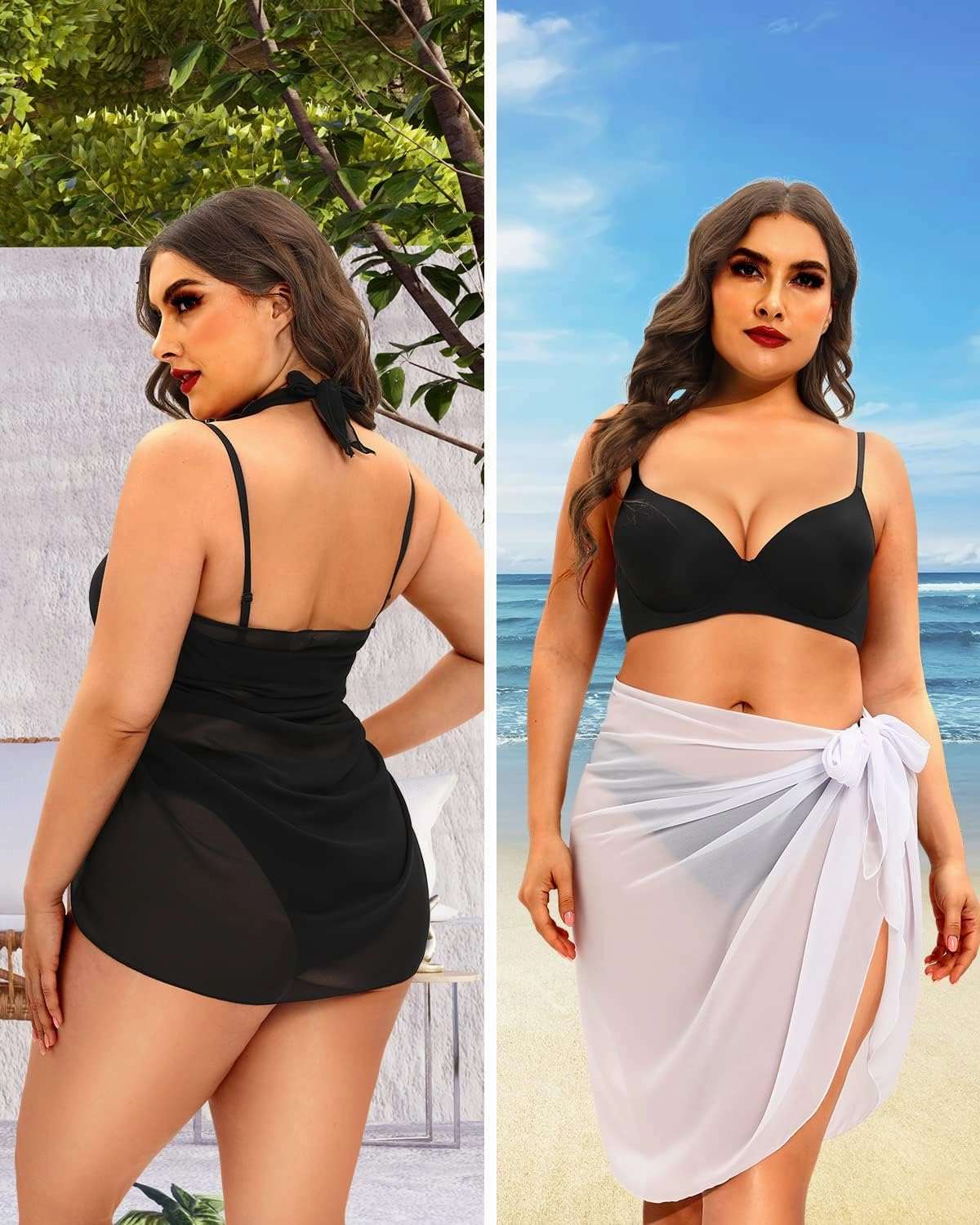 Pinup Fashion Plus Size Swimsuit Cover Ups Women Sarong Wraps Chiffon Beach Sheer Pareo