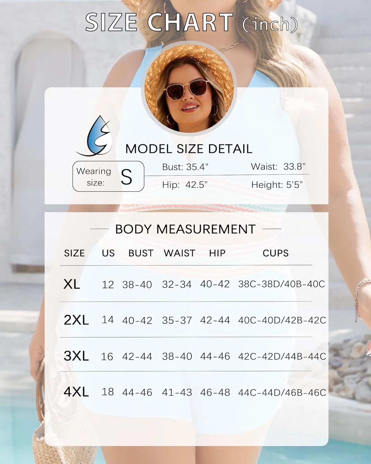 Plus Size Bikini Sets for Women High Waisted Tummy Control Swimsuit Boy Shorts Two Piece Bathing Suit