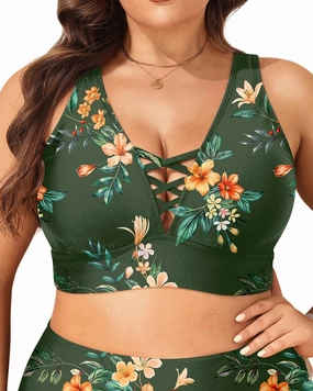 Plus Size Bikini Top Only - Women Swim Bra Lace Up Swimsuit Top V Neck Bathing Suit Tops for Large Bust Swimwear 2025