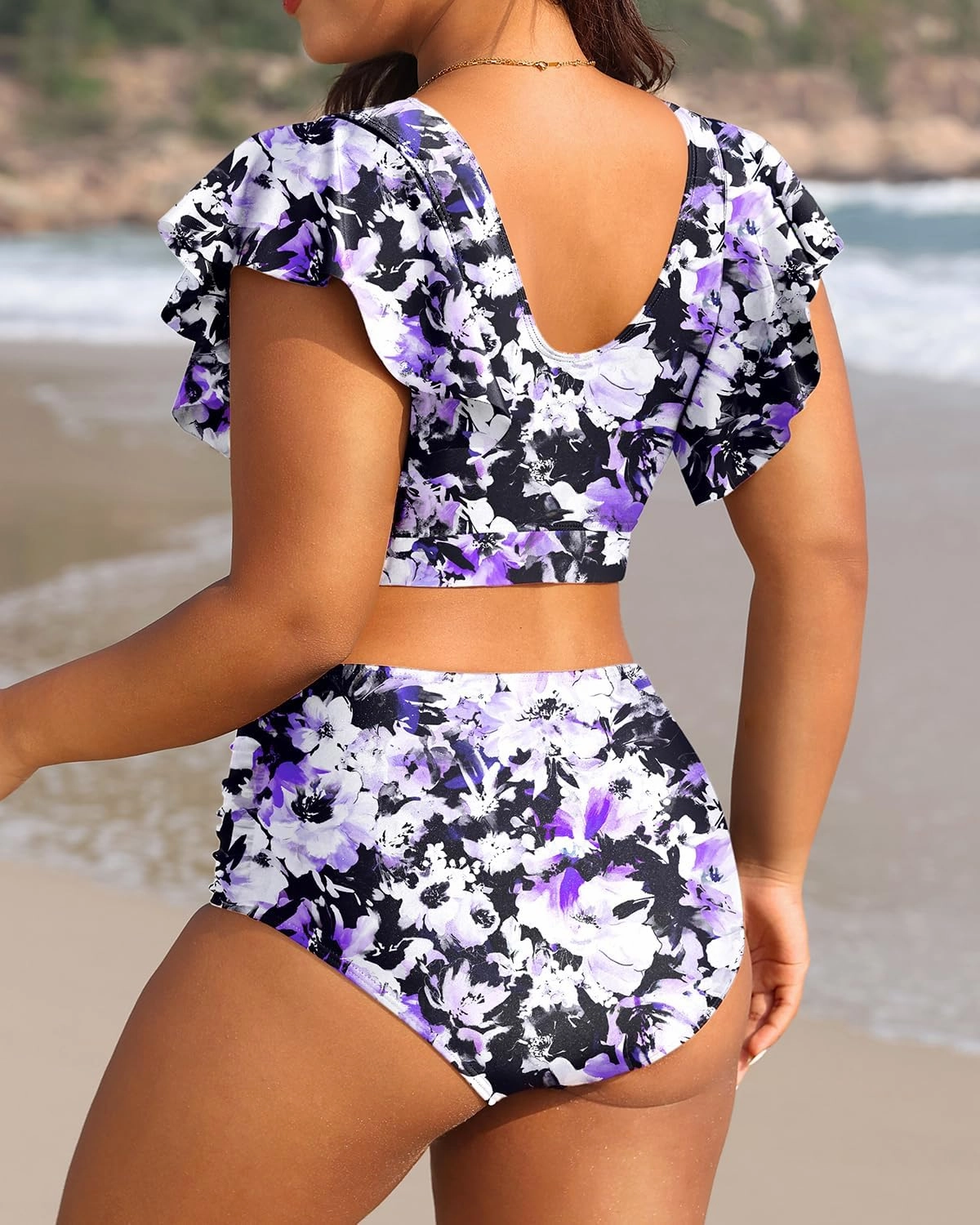 Plus Size Bikini Two Piece Swimsuit - Women High Waisted Tummy Control Bathing Suit with Sleeve Swimwear 2025