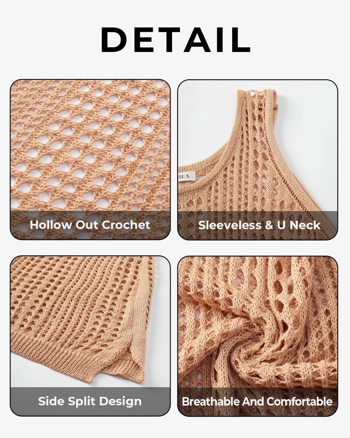 Plus Size Cover Up Swimsuit for Women Crochet Sleeveless Beach Coverups Swimwear Hollow Out Bathing Suits Beach Dress