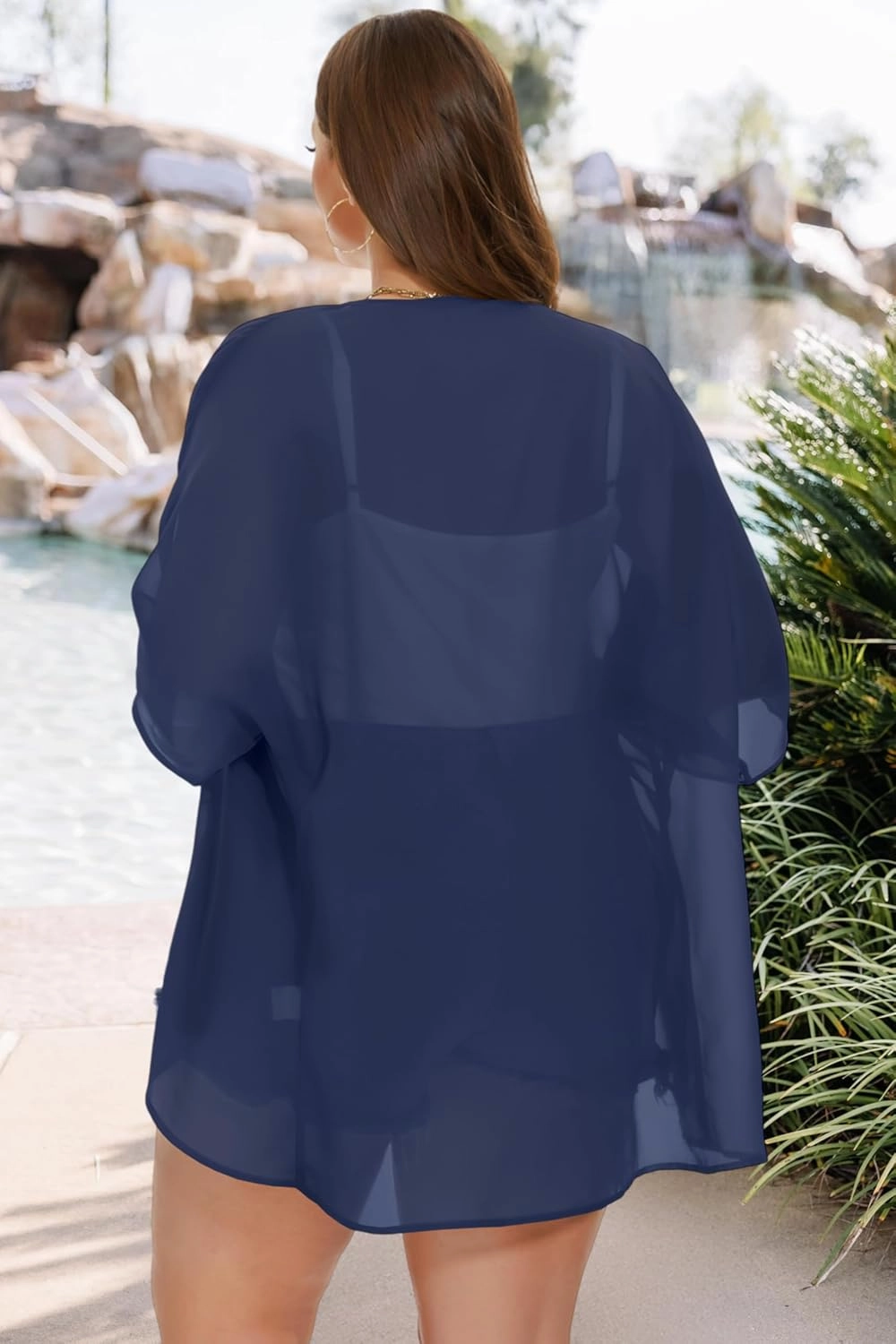 Plus Size Kimonos for Women Swimsuit Cover Ups Casual Loose Cardigan Summer Tops Swimwear