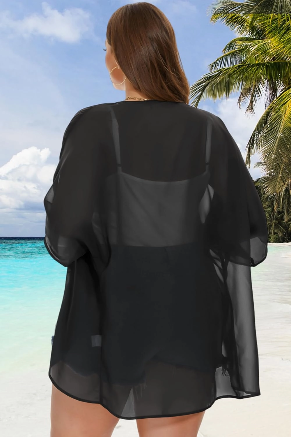 Plus Size Kimonos for Women Swimsuit Cover Ups Casual Loose Cardigan Summer Tops Swimwear