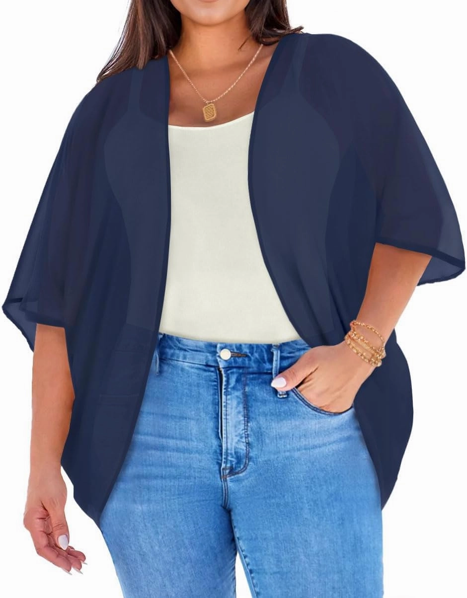 Plus Size Kimonos for Women Swimsuit Cover Ups Casual Loose Cardigan Summer Tops Swimwear