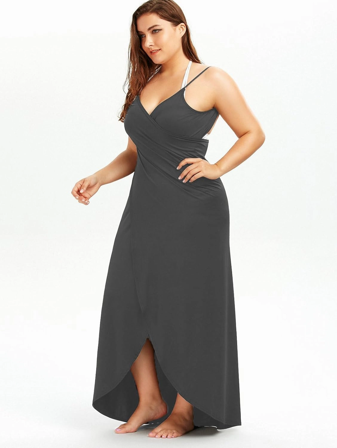 Plus Size Spaghetti Strap Swimwear Cover Ups for Women Beach Swimwear Sarong Backless Wrap Dress