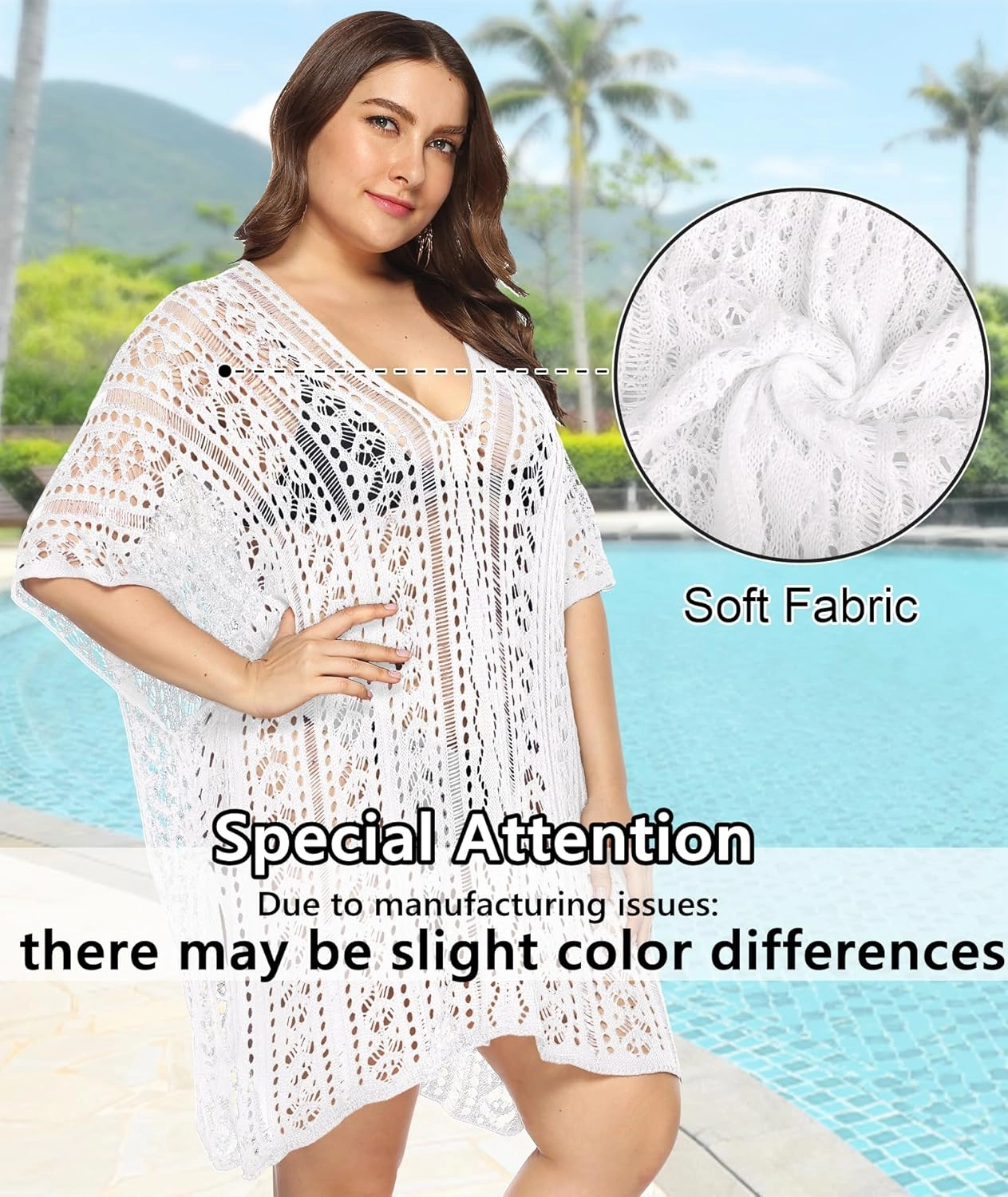 Plus Size Swimsuit Coverup for Women, Knit Crochet Bathing Suit Cover Ups Hollow Out Outfits Beach Cover Up Bikini Dress