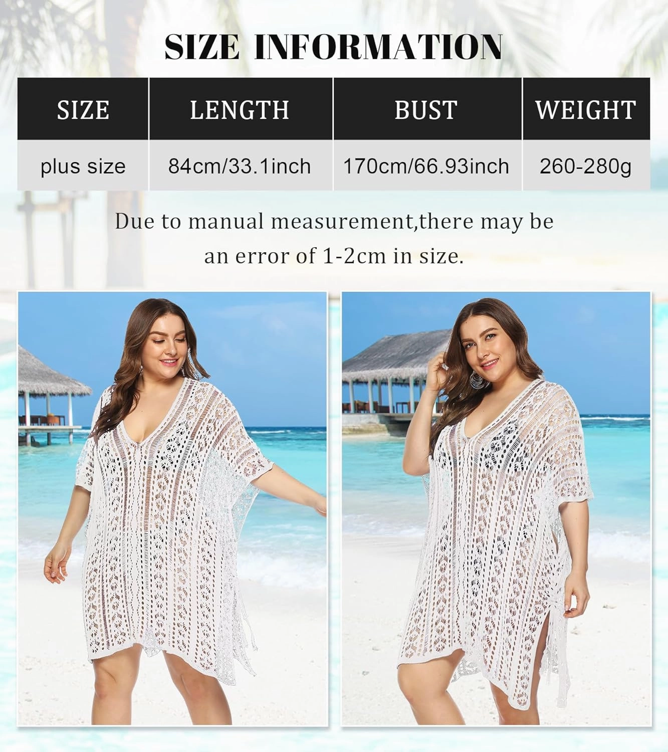 Plus Size Swimsuit Coverup for Women, Knit Crochet Bathing Suit Cover Ups Hollow Out Outfits Beach Cover Up Bikini Dress