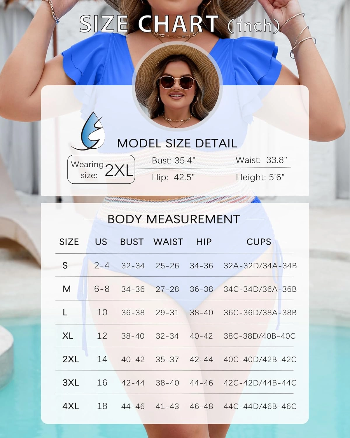 Plus Size Swimsuit for Women Two Piece High Waisted Bikini Sets Ruffle Tummy Control Bathing Suit Full Coverage