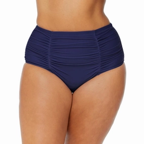 Plus Womens High Waist Ruched Swim Bottom Separates