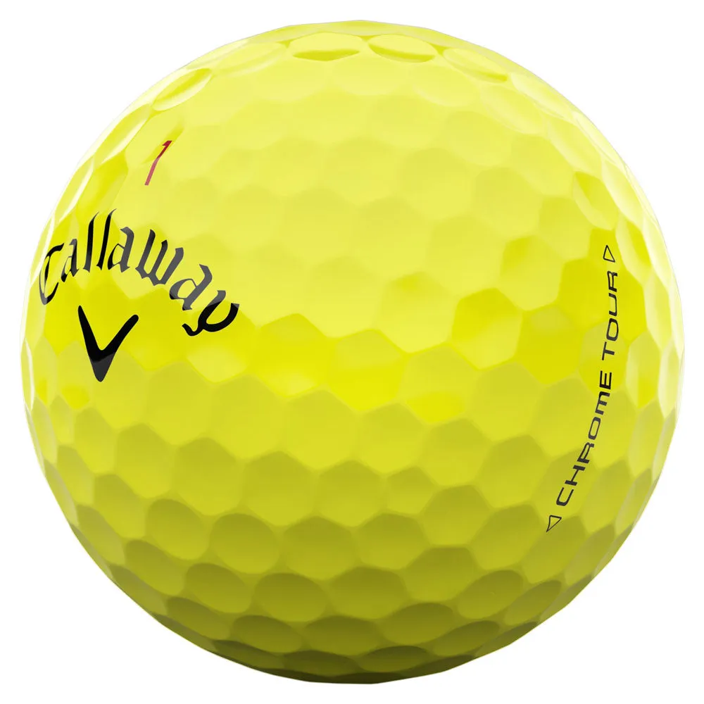 Callaway Chrome Tour Golf Balls - Yellow - 12 Pack, Waterproof golf bag cover, Callaway Paradym irons, Shot tracking golf sensor