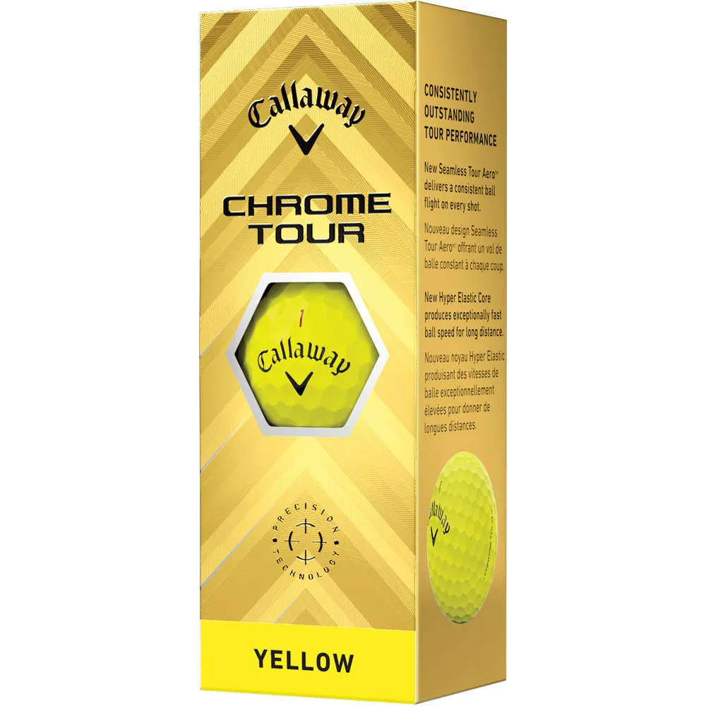 Callaway Chrome Tour Golf Balls - Yellow - 12 Pack, Custom golf head covers, Golf accessories for beginners