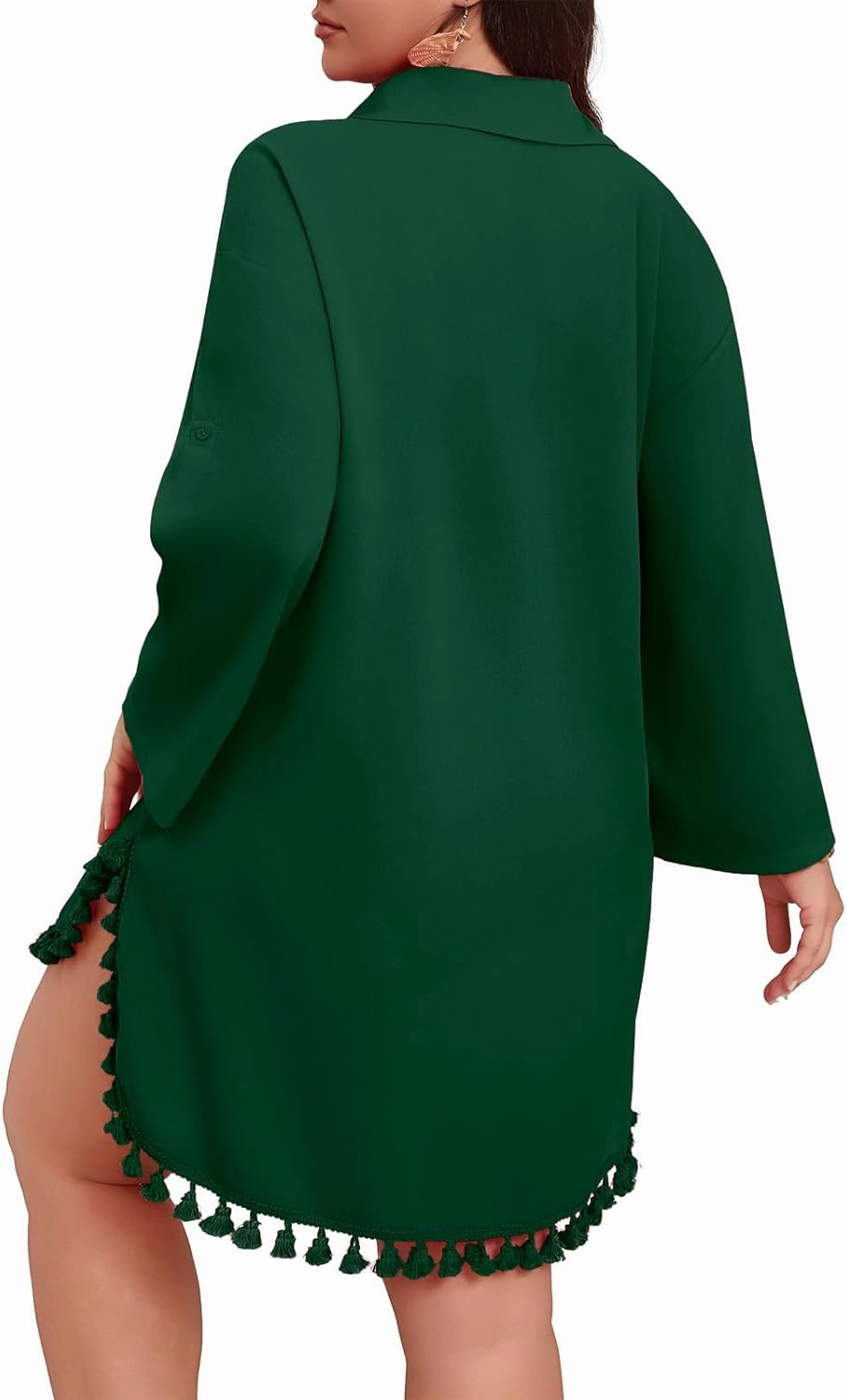 POSESHE Women's Plus Size Swimsuit Cover Ups Shirts 2025 Fashion Summer Tassel Beach Bathing Suit for Swimwear Bikini Dress