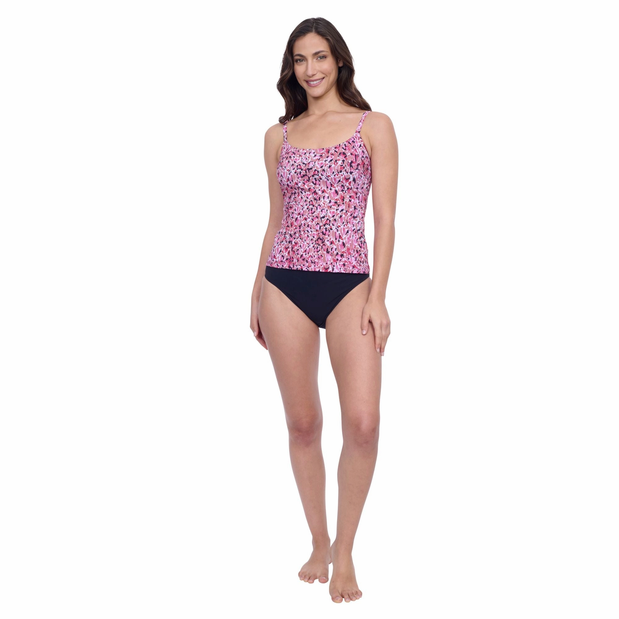 Pretty Wild Round Neck Tankini Swim Top