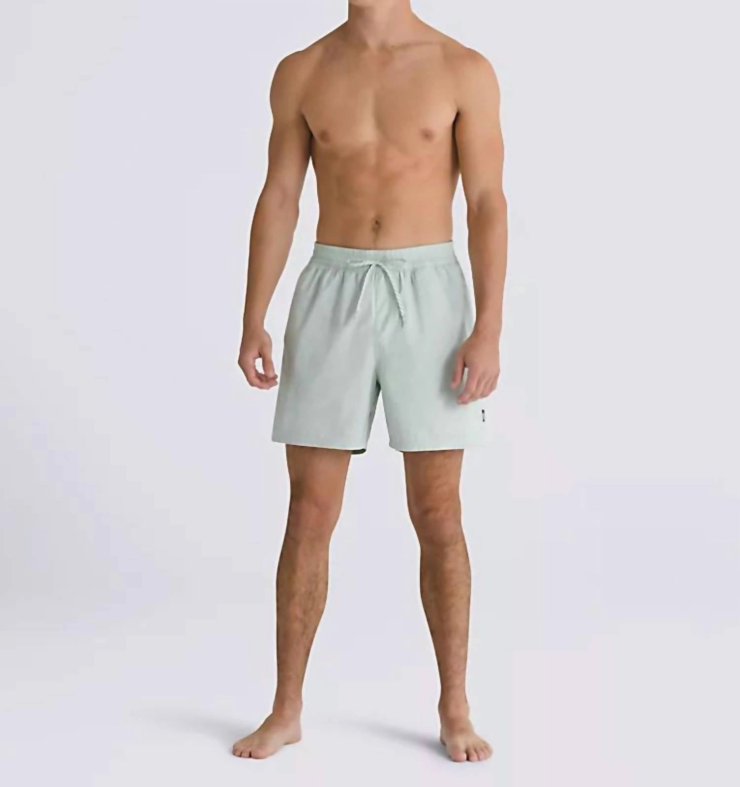 Primary Solid Elastic Boardshorts In Pale Aqua