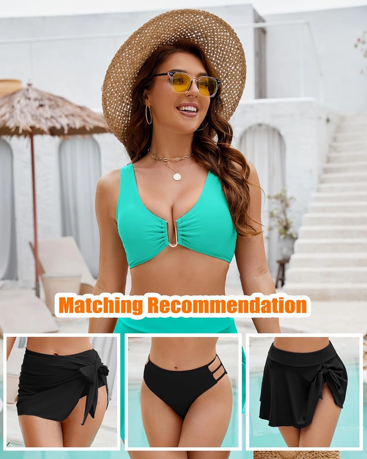 Push Up Bikini Top for Women U Wired Wide Straps Swimsuit Tops Scoop Neck Padded Lace Up Back Bathing Suit Top Only