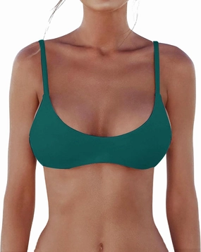Push Up Bikini Tops for Women Sexy Scoop Neck Swimwuits Spaghetti Straps Bathing Suit Top Swim Crop Top Only