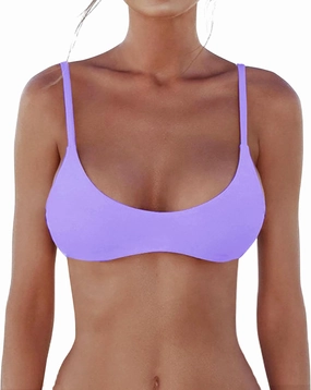 Push Up Bikini Tops for Women Sexy Scoop Neck Swimwuits Spaghetti Straps Bathing Suit Top Swim Crop Top Only