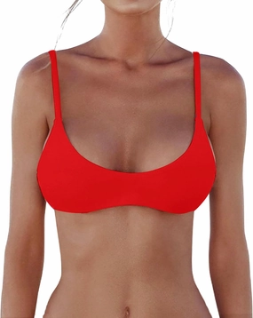 Push Up Bikini Tops for Women Sexy Scoop Neck Swimwuits Spaghetti Straps Bathing Suit Top Swim Crop Top Only