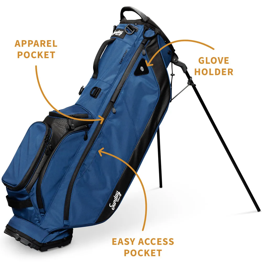 Sunday Golf Ryder '23 Stand Bag  - Navy Blue, Graphite golf shafts, Custom golf head covers