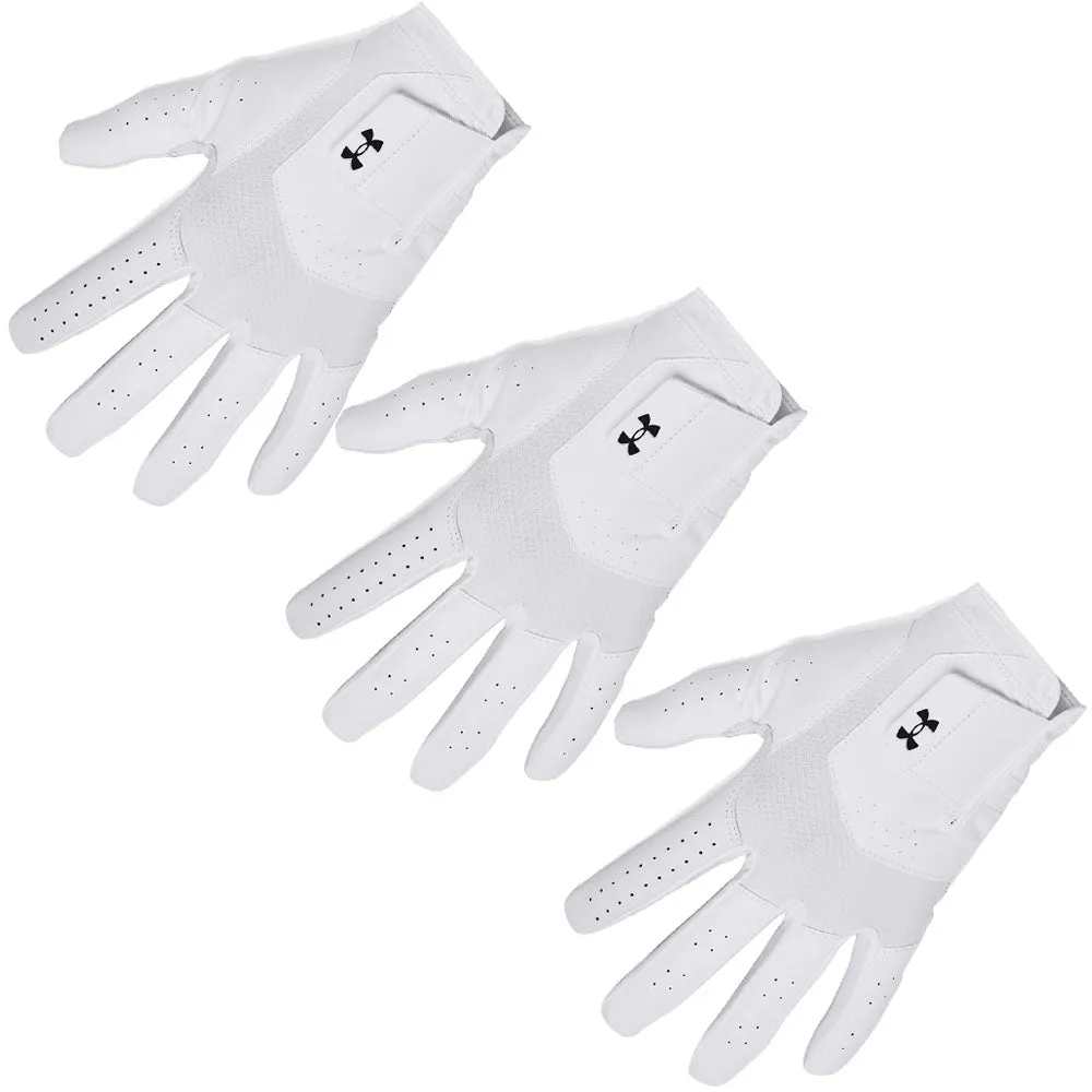 Quick Buy Under Armour Iso-Chill Leather Golf Glove - White/Black - 3-Pack Top-Rated, Cheap golf equipment, Waterproof golf bag cover