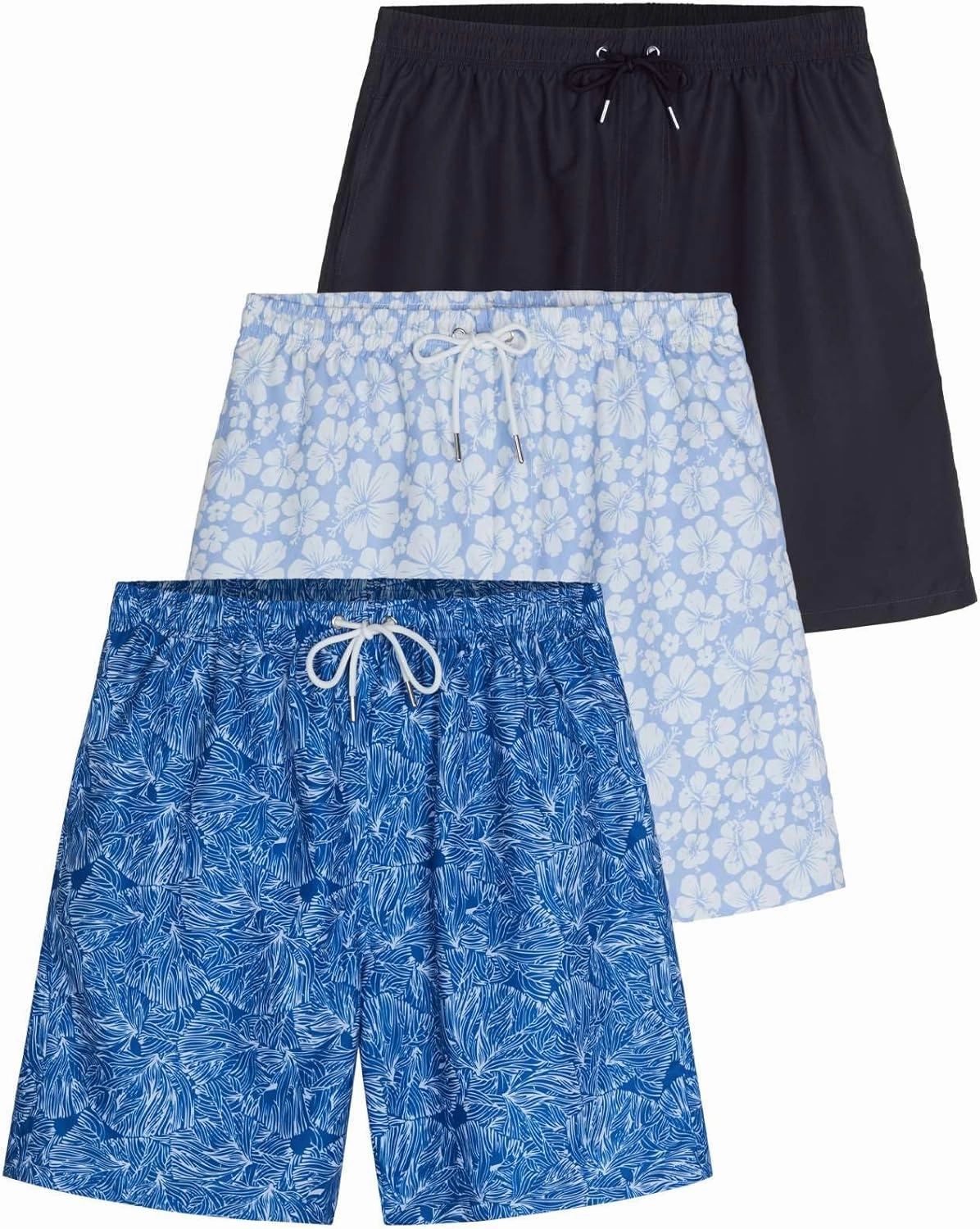 Real Essentials 3 Pack: Men's 7" Quick-Dry Swim Trunk with with Mesh Lining (Available in Big & Tall)