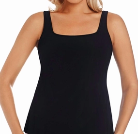 Reese Cowl Back Tankini Top In Black