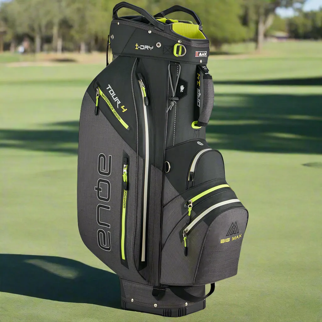 Big Max Aqua Tour 4 Waterproof Cart Bag - Black/Storm/Charcoal/Lime, High visibility golf balls