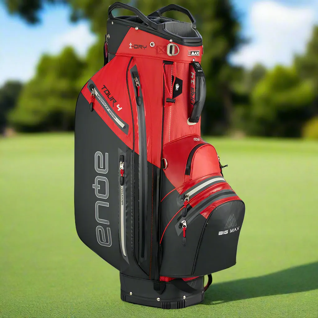 Big Max Aqua Tour 4 Waterproof Cart Bag - Red/Black, Golf ball beer cooler