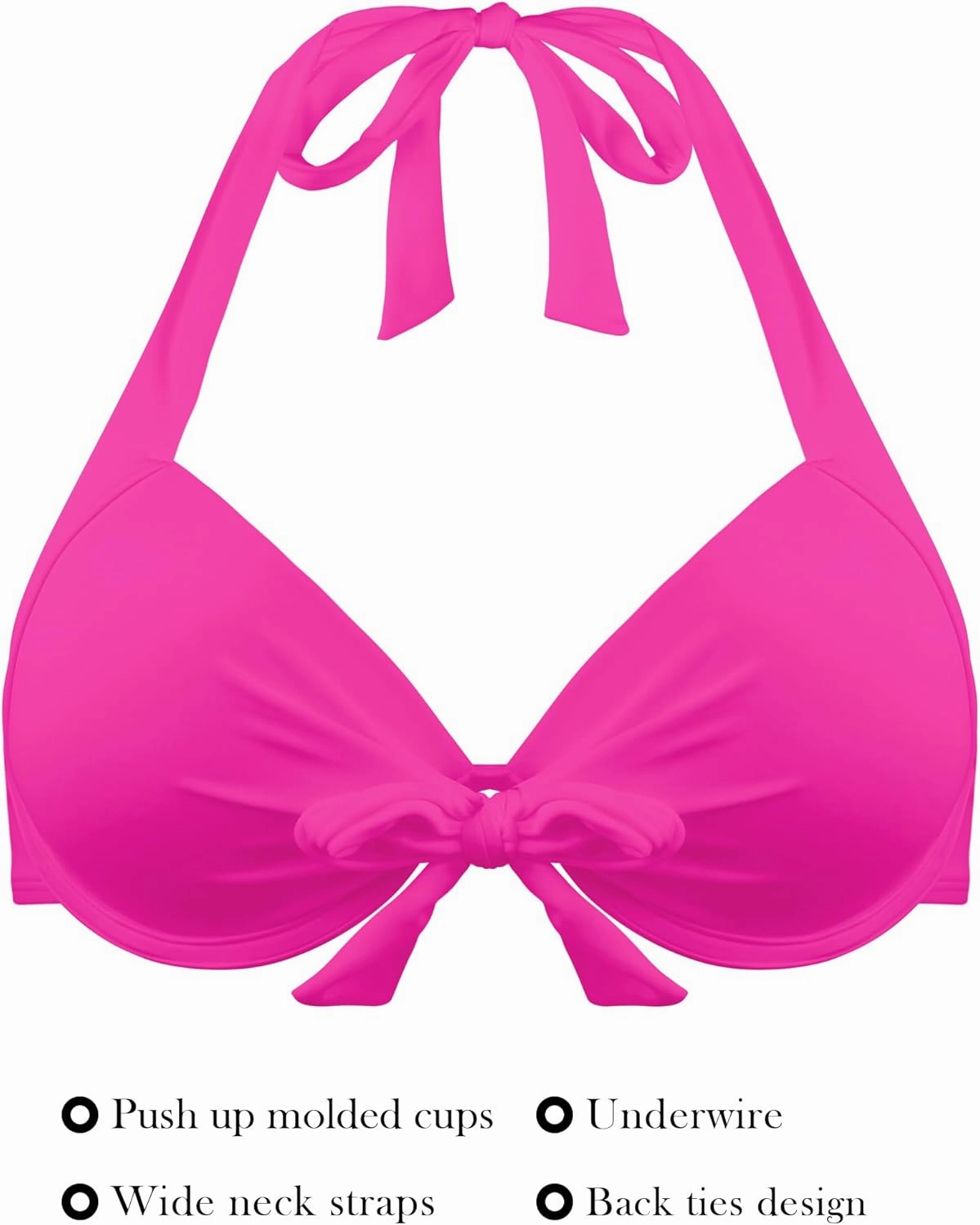 RELLECIGA Women's Push Up Bikini Top Knot Front Underwire Swimwear