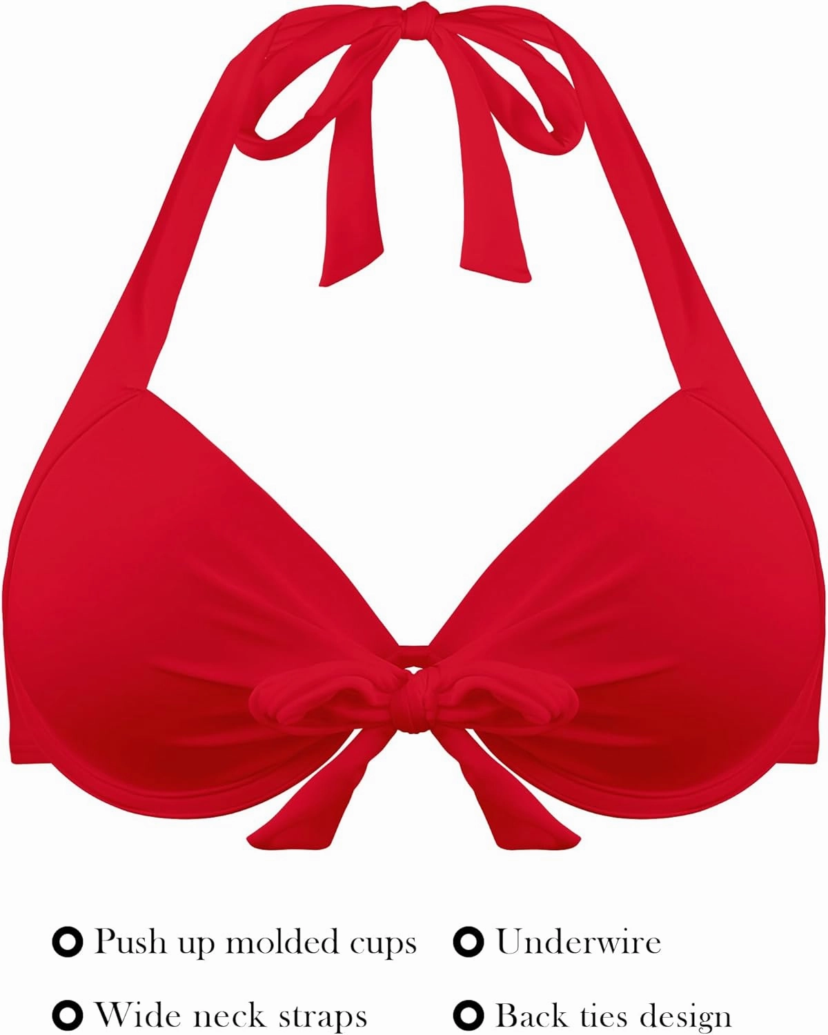 RELLECIGA Women's Push Up Bikini Top Knot Front Underwire Swimwear