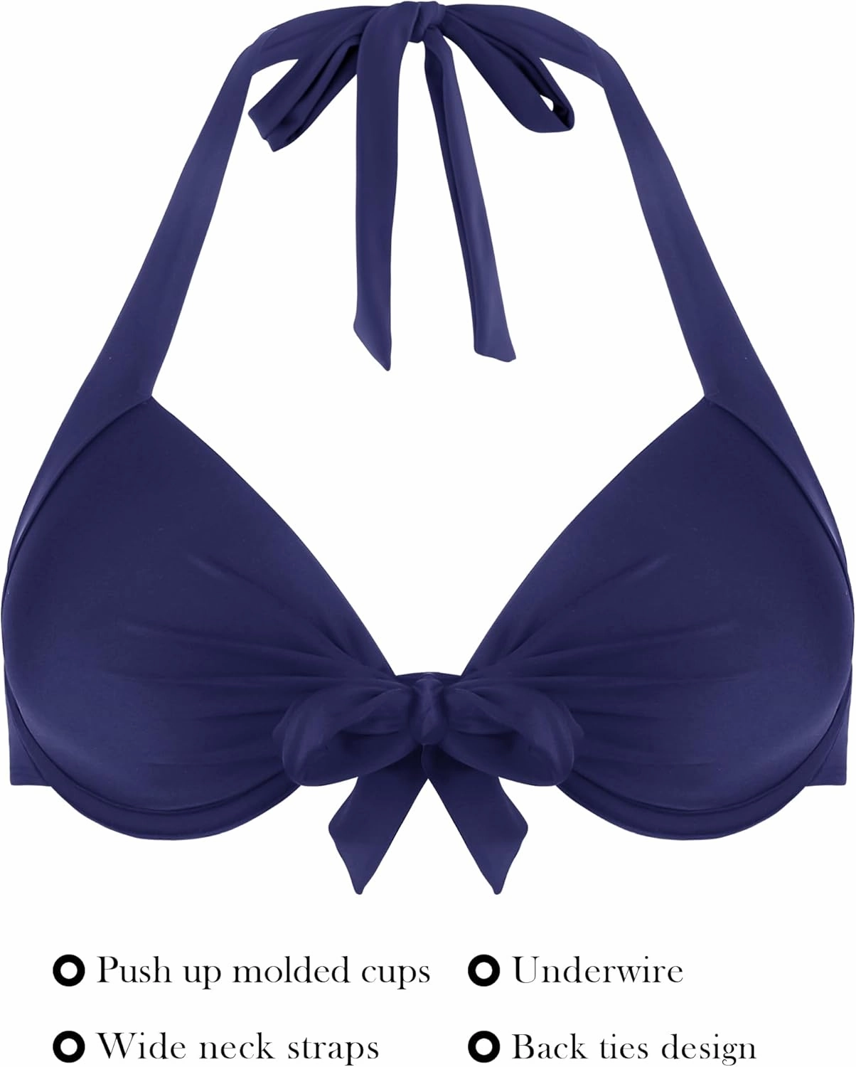 RELLECIGA Women's Push Up Bikini Top Knot Front Underwire Swimwear