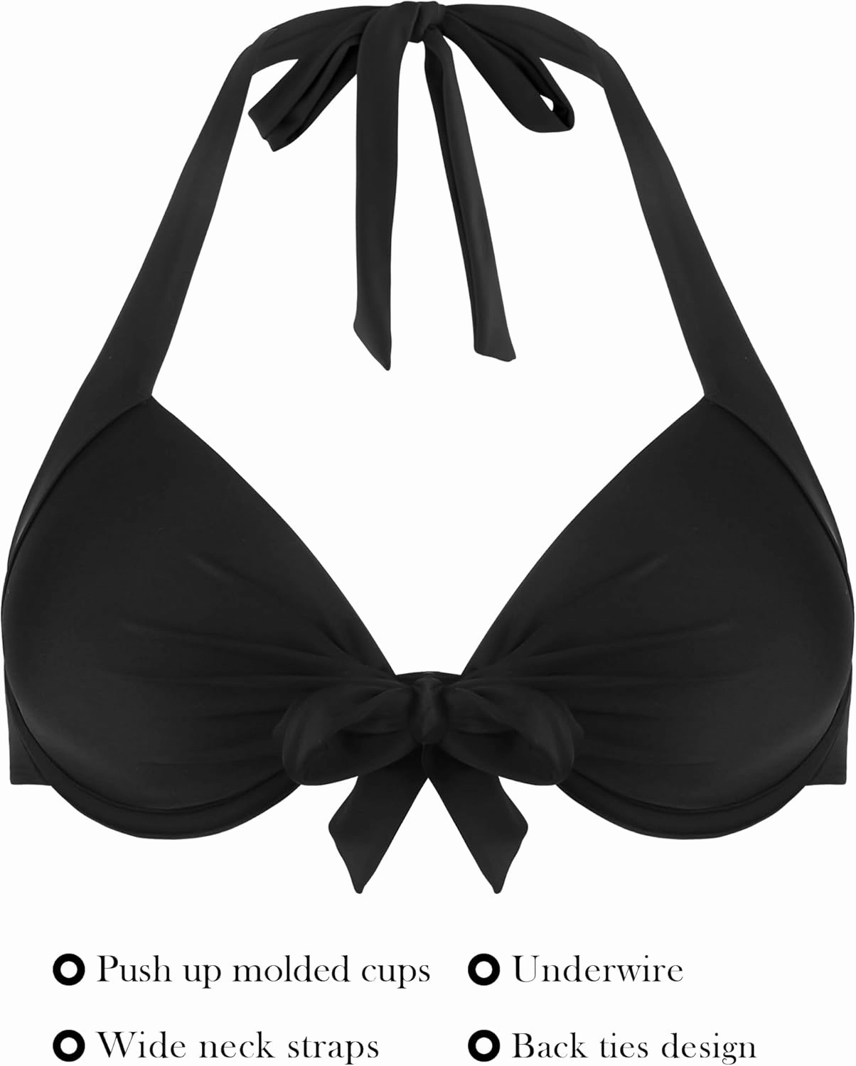 RELLECIGA Women's Push Up Bikini Top Knot Front Underwire Swimwear