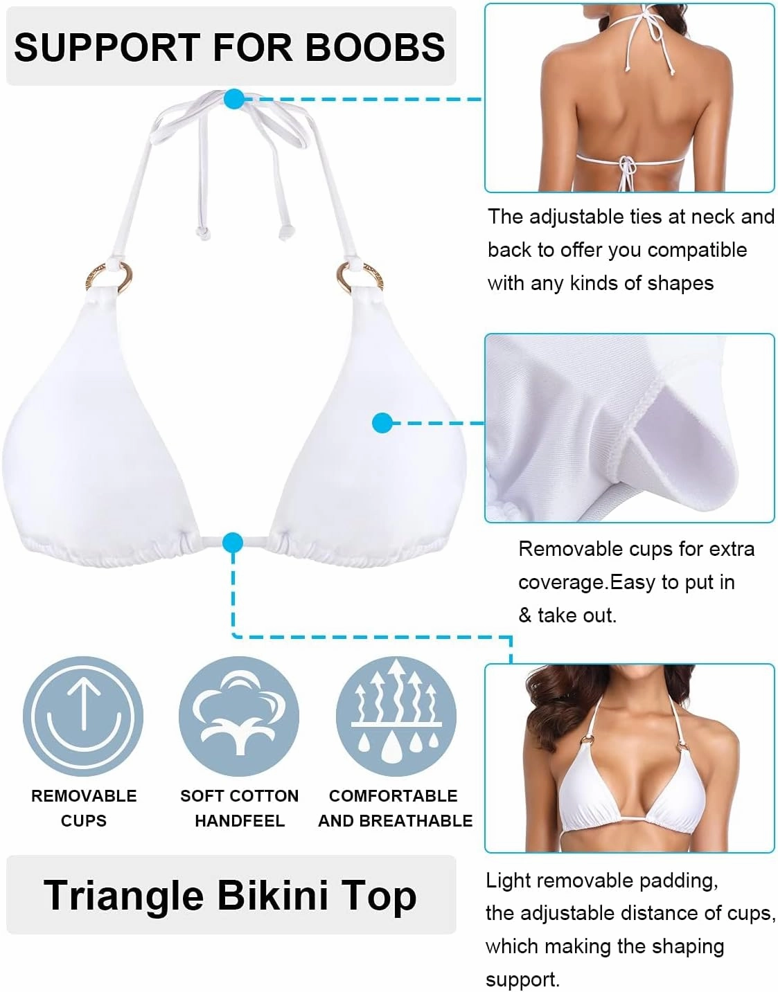 RELLECIGA Women's Triangle Bikini Top