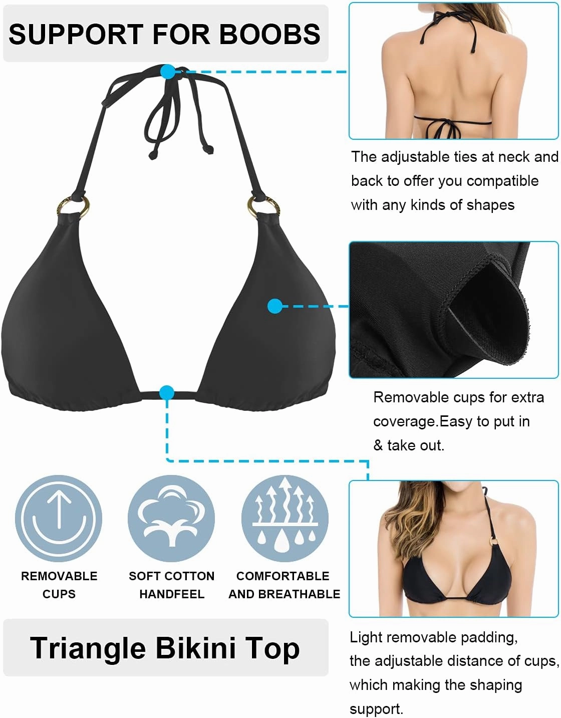 RELLECIGA Women's Triangle Bikini Top
