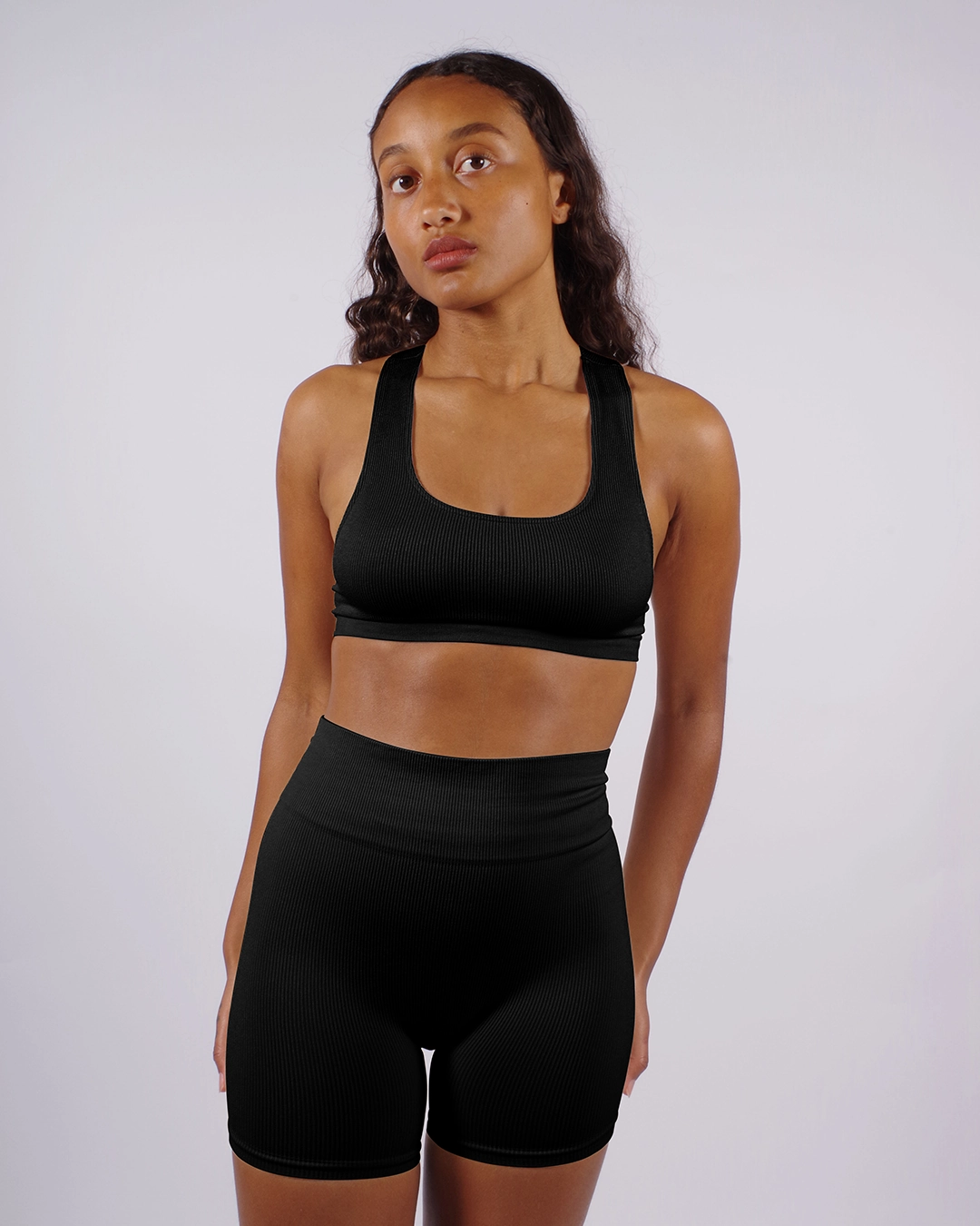 RIBBED COMPOSED Shorts | Black