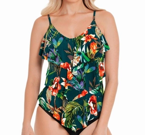Rita Triple Tiered Tankini Top In Blue