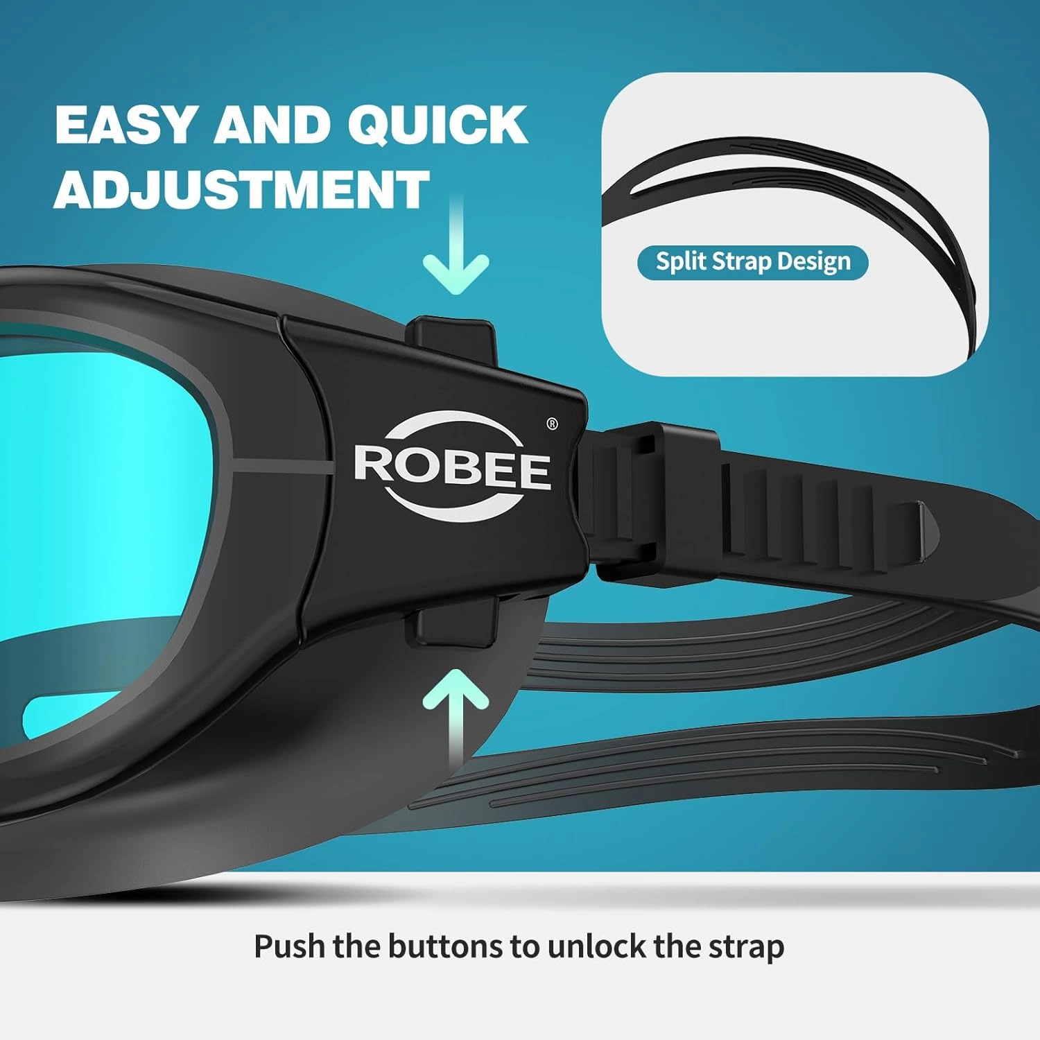 Robee Swim Goggles, Swimming Cap and Goggles Case, Polarized Swimming Goggles Silicone Cap for Adult Men Women