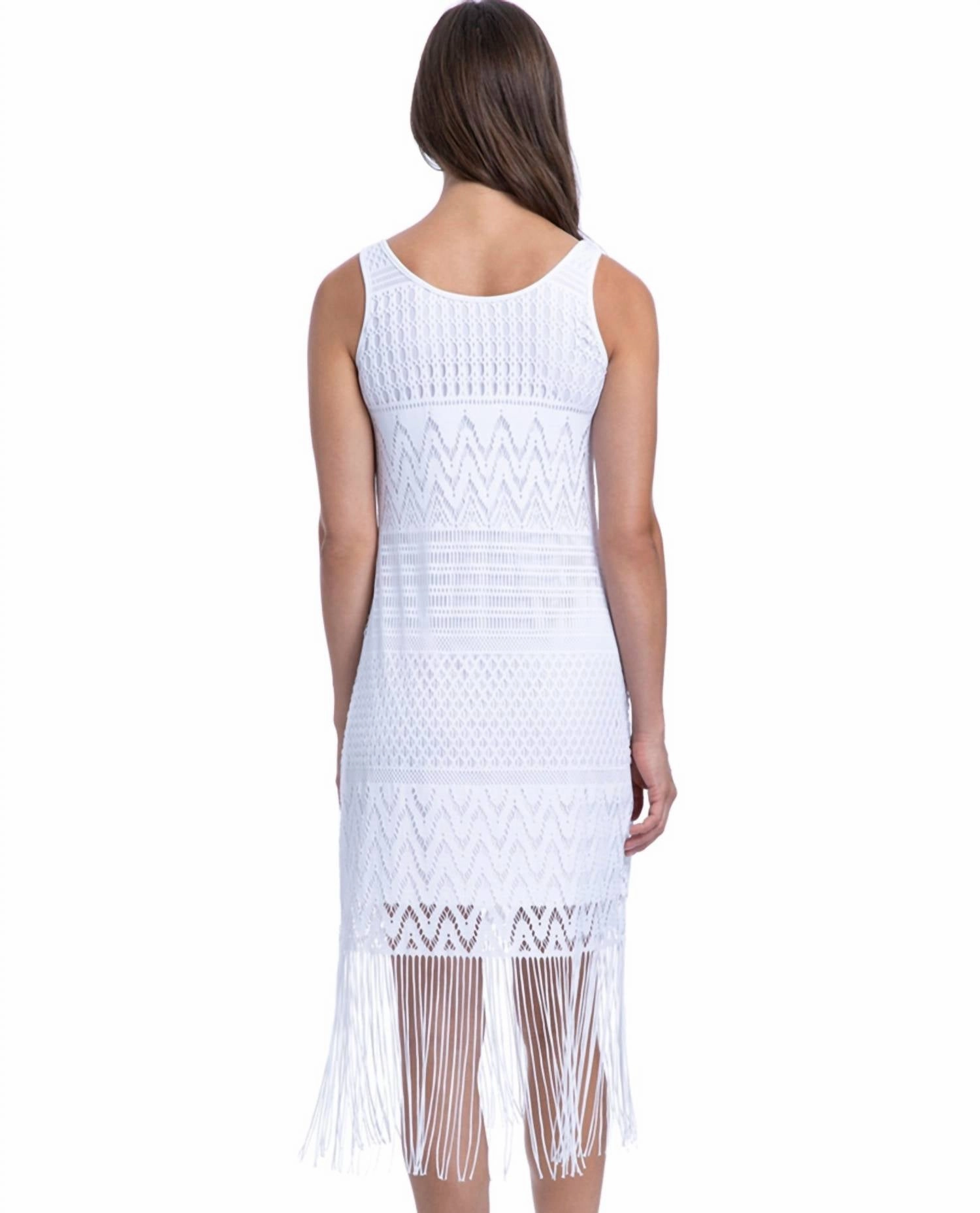 Round Neck Cover Up Dress With Frills In Sea Breeze White