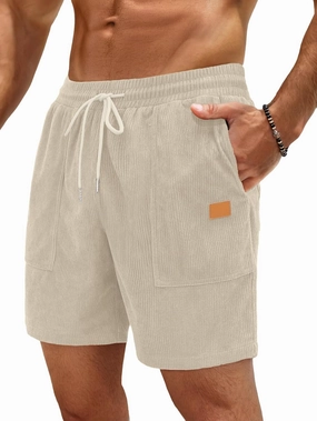 Sailwind Men's Casual Corduroy Shorts Lightweight Elastic Waist Drawstring Summer Beach Shorts