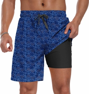 Sailwind Men Swim Trunks with Compression Liner 9" Beach Shorts Quick Dry with Zipper Pockets Board Shorts