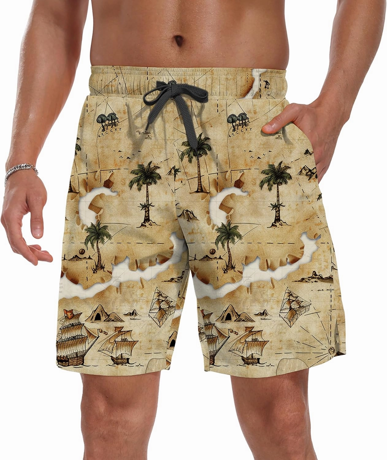 Sailwind Men Swim Trunks with Compression Liner 9" Beach Shorts Quick Dry with Zipper Pockets Board Shorts