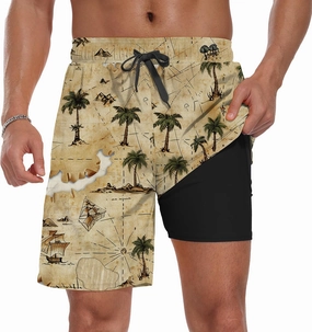 Sailwind Men Swim Trunks with Compression Liner 9" Beach Shorts Quick Dry with Zipper Pockets Board Shorts