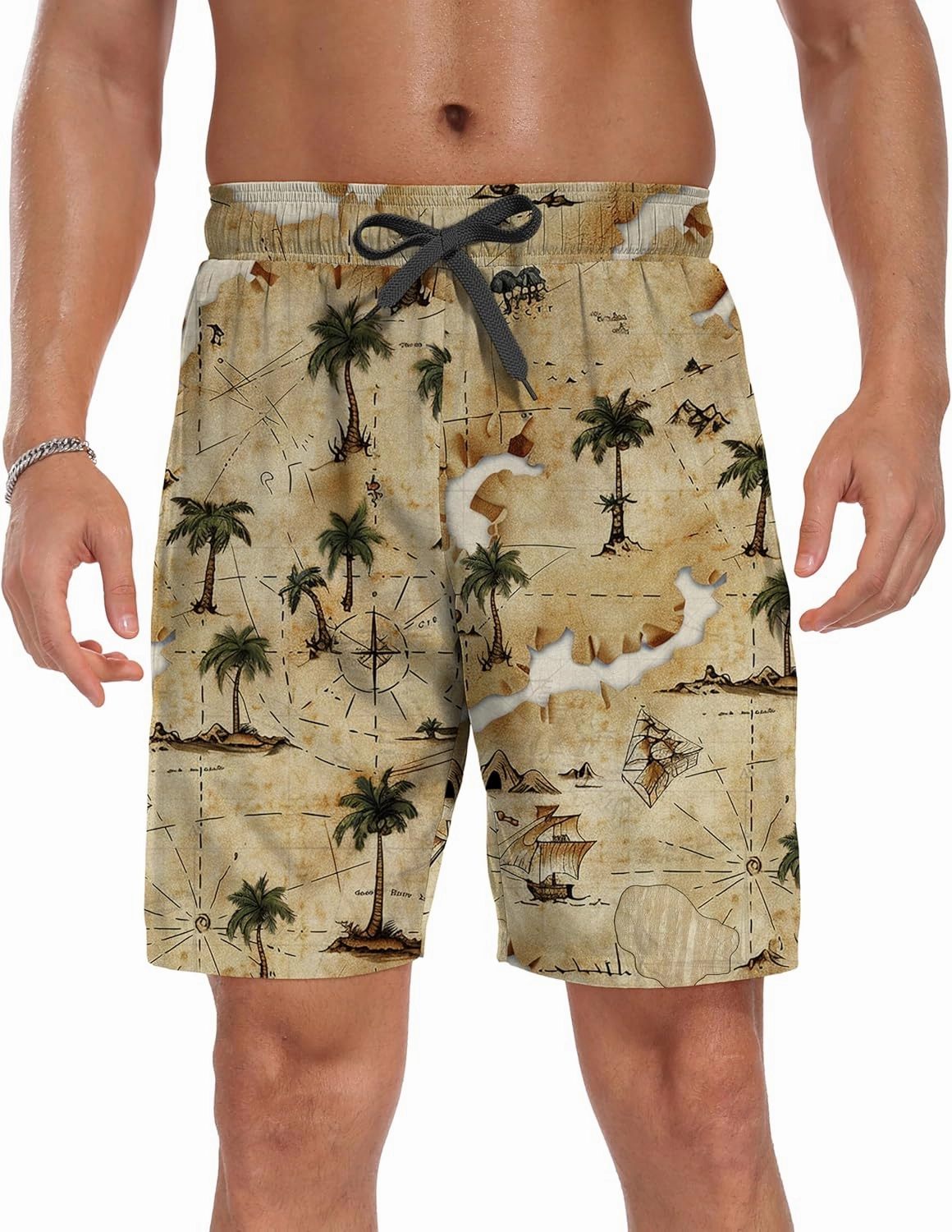 Sailwind Men Swim Trunks with Compression Liner 9" Beach Shorts Quick Dry with Zipper Pockets Board Shorts