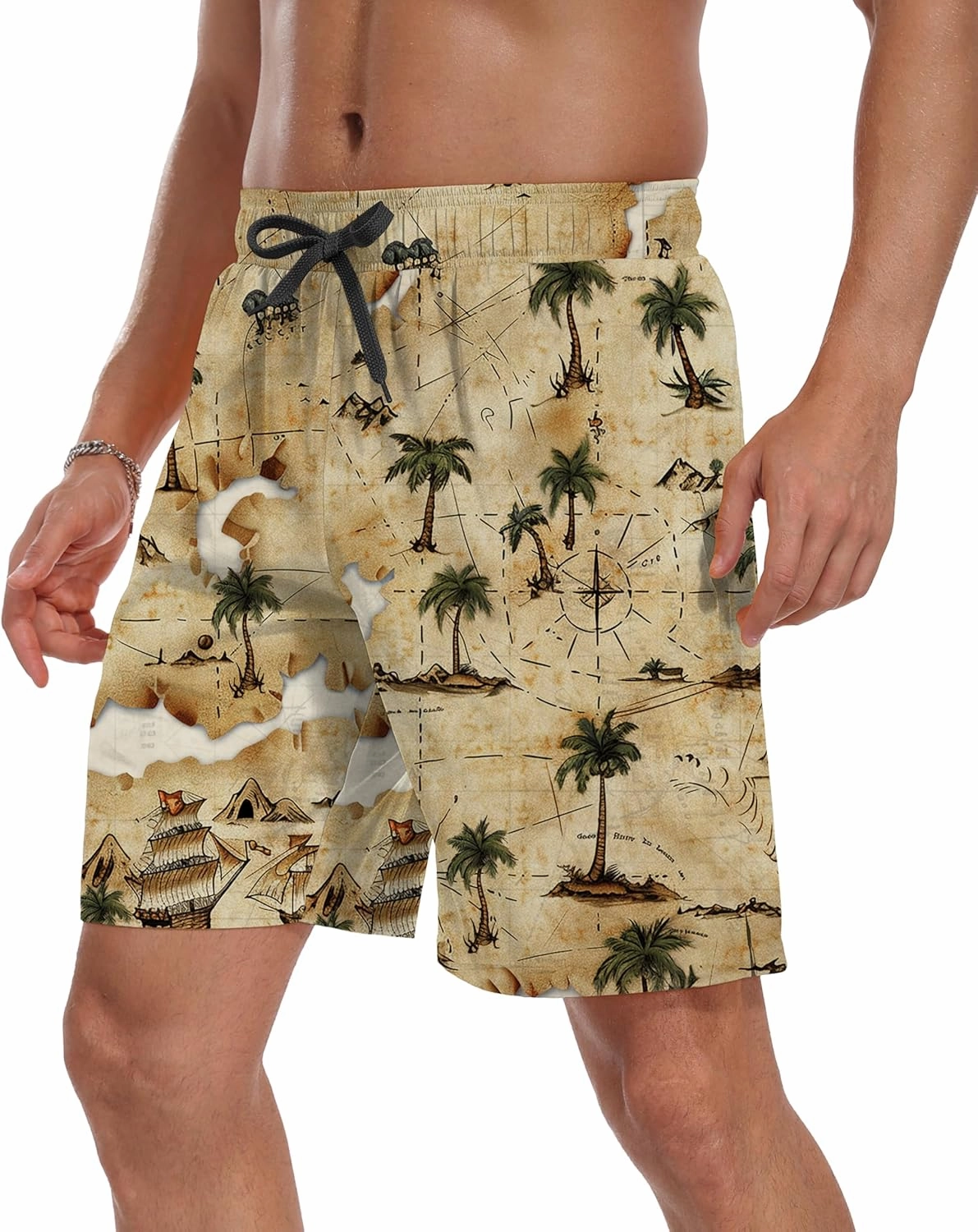 Sailwind Men Swim Trunks with Compression Liner 9" Beach Shorts Quick Dry with Zipper Pockets Board Shorts